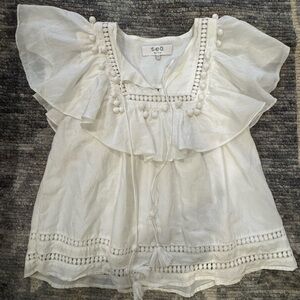 Sea New York White Flutter Sleeve Blouse 4